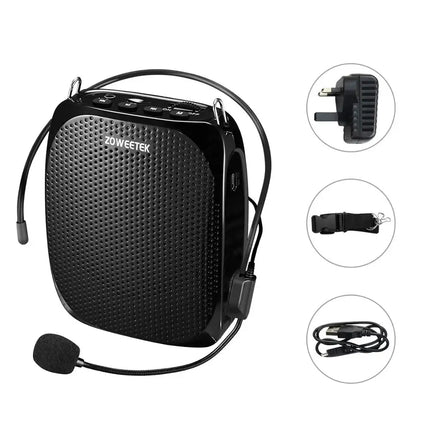 Zoweetek Portable Rechargeable Mini Voice Amplifier Speaker with Wired Microphone for Teachers Supports MP3 Format Audio Z258
