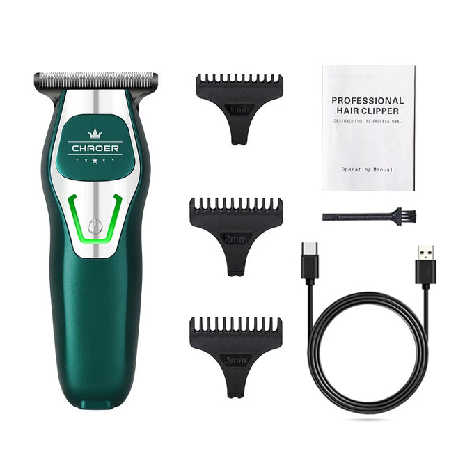 Powerful Professional Hair Trimmer for Men, 0 MM T-Blade Electric Clipper, Rechargeable Barber Haircut Machine, Beard Trimmer and Shaver