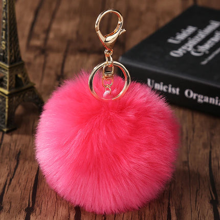 Trinket Fluffy Artificial Rabbit Fur Ball Key Chain 8cm Pompons Keychain 21 Color Women Car Bag Key Ring Hang Jewelry