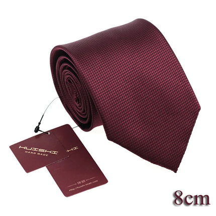 HUISHI 8CM 8 Styles Men's Solid Dark Blue Neck Tie 6cm Waterproof Jacquard Necktie Daily Wear Cravat Wedding Party For Men