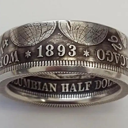Classic Coin Ring Vintage Morgan Half Dollar "America" Engraved In 1945. We Believe We Will Collect Jewelry