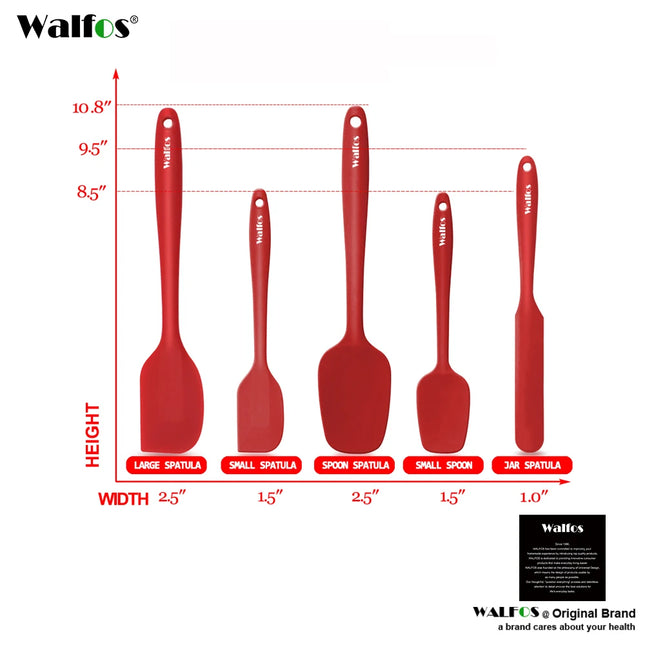 Walfos 5PCS/Set Non-Stick Silicone Spatula Baking Pastry Heat-Resistant Silicone Spatula Kitchen Utensil Cooking Tool