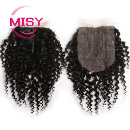 Curly Human Hair Closure Brazilian Hair Weave Curly / Body Wave T Part Lace Closure Only Middle Part