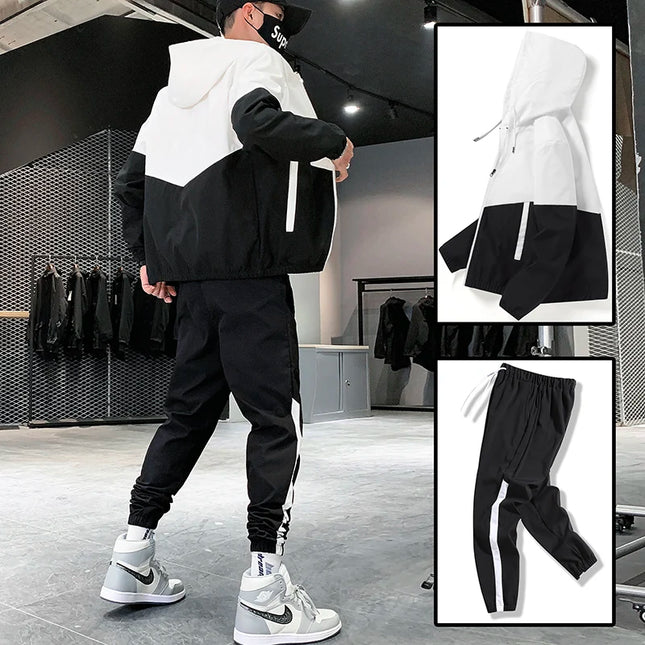 2026 Men's Tracksuit Casual Joggers Hooded Sportswear Jackets and Pants 2 Piece Sets Hip Hop Running Sports Suit