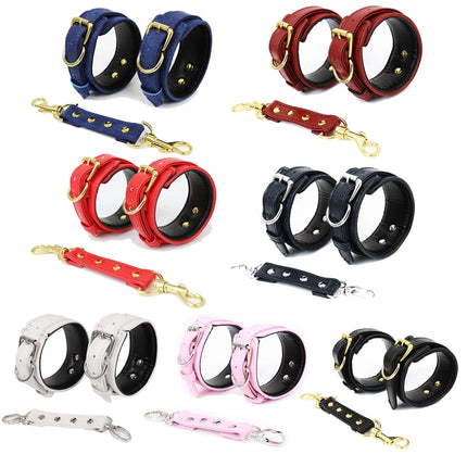 7 Colors PU Leather Sexy Handcuffs Black Restraints Foot Cuffs Bdsm Sex Toys for Couples Bondage Erotic Womens Adult games