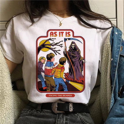 Harajuku Funny Female T-shirt Satan Vintage Graphic Tees Dogs Mommy Can We Keep Him Fashion Short Sleeve T Shirt Women Tops