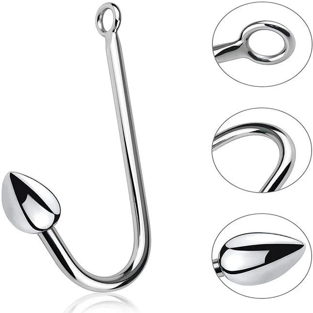 Small medium large 3 balls set metal anal hook beads head butt plug dilator prostate massager insert BDSM sex toy for male