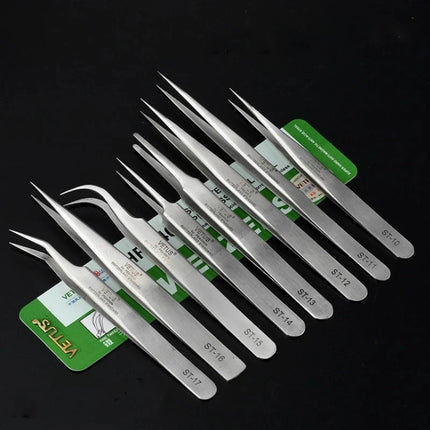 100%VETUS ST Series Stainless Steel Tweezers False Eyelash Extension Tweezers Anti-static Eyebrow Tweezers watchmaker tools