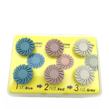 Dental Diamond Resin Polishing Disc Kit with Flex Spiral Brush Bur for Teeth Cleaning and Restoration Finishing