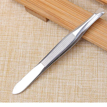 2Pcs/Set Professional Slanted/Flat Stainless Steel Hair Removal Clip Eyebrow Face Hair Remover Tweezers Eyebrow Plucking Tools