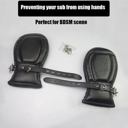 Bondage Mittens BDSM ,Leather Gloves Dog Paw Padded Fist Mitts,Handcuffs For Sex, Puppy Play Toys for Adults