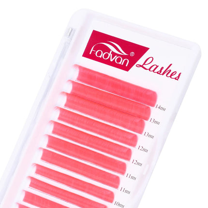 Fadvan Colored Eyelashes Extension Easy Fanning Red Green Blue Brown Purple Colorful Auto Blooming Makeup Lashes 15-20mm Long