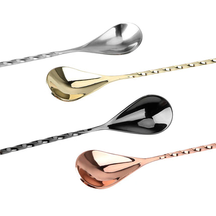 Stir Spoon Mixing Cocktail Spoon 30/40cm Stainless Steel Bartender Tools Bar Teadrop Spoon Bar Tool Spiral Pattern