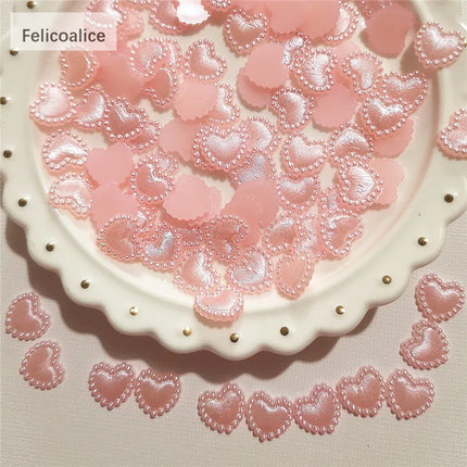 100pcs Assorted Pink ABS Pearl Bow Heart Flatback Cabochons DIY Resin Shaker Charms Molds Stuff Moon Star Slime Fillings Fillers