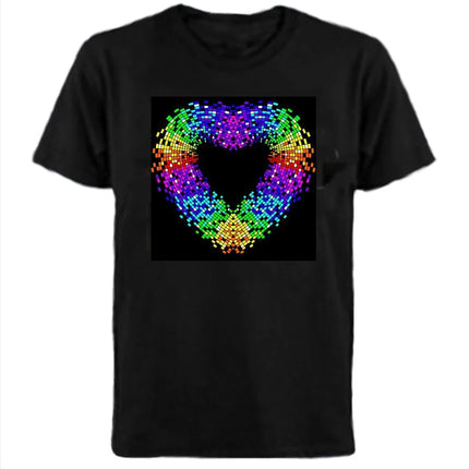 Popular Sound Active Equalizer EL T-shirt Equalizer Light Up Down LED T-shirt Flashing Music Activated LED T-shirts Men Women Tee