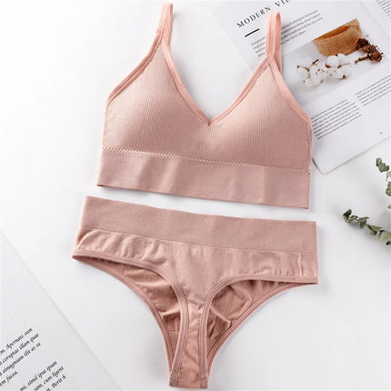 Women's Underwear Cotton Sexy Seamless Bra and Panty Set Wire Free Brassieres Female Womens Lingerie Underwear & Sleepwears