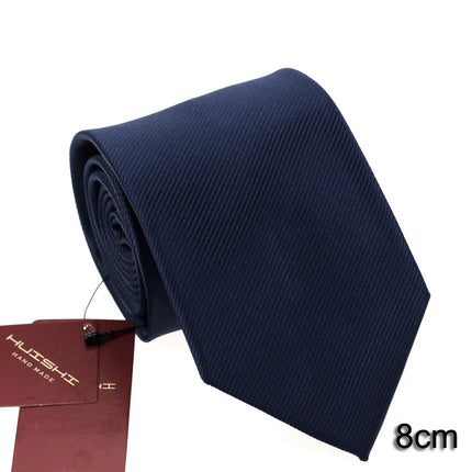 HUISHI 8CM 8 Styles Men's Solid Dark Blue Neck Tie 6cm Waterproof Jacquard Necktie Daily Wear Cravat Wedding Party For Men