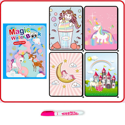 Magic Water Doodle Books Kids Toddlers Drawing Toys Cute Cartoon Unicorn Ocean Forest Animal Reusable Water Painting Cardboard