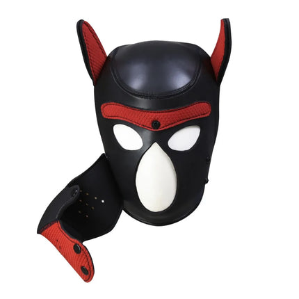 Fashion Puppy Cosplay Dog Mask Head Gear Party PU Leather Rubber Unisex Masks Adjustable Shoulder Strap Leather Chest Harness
