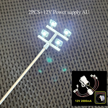 Ho Scale Model Lamp Tower Lighting 12v Model Lights Layout Lamppost Train Playground Stadium Overhead Light Warm/cold White