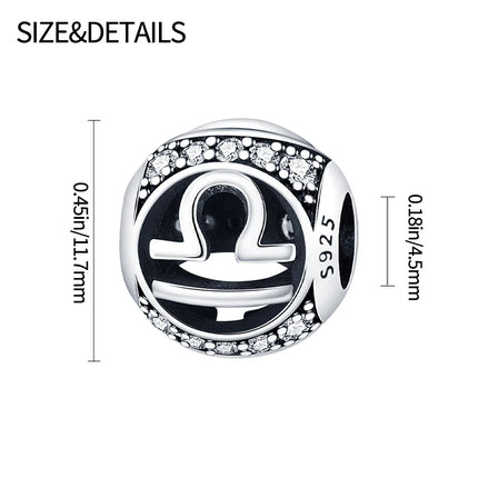 Hot Sale 925 Sterling Silver 12 Constellation Beads Charm Fit Original Pand 3mm Bracelet For Women Jewelry Birthday Fashion Gift