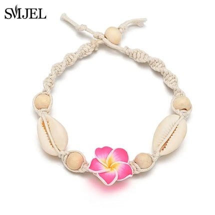 SMJEL Bohemian Shell Anklets for Women Handmade Woven Natural Shell Foot Jewelry Summer Beach Barefoot Bracelet ankle on Leg