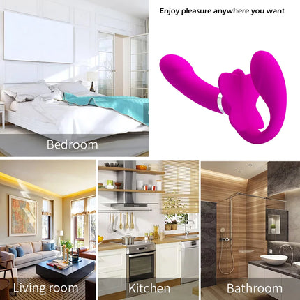 Strapless Strap-on Dildo Vibrators for Women Double-heads Vibrating Penis Lesbian Erotic Toys for Adult Sex Toys for Couples