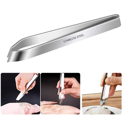 1pcs 430 Stainless Steel Fish Bone Tweezers Pincer Clip Puller Remover Tongs Fish Bone Plucking Clamp Kitchen Gadgets Tools