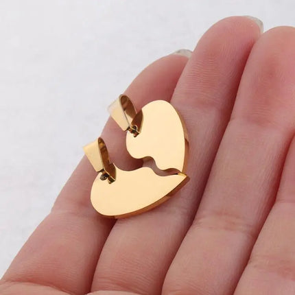 20pcs 100% Mirror Polished Stainless Steel Heart Blank Puzzle Charm Pendant Broken Heart Charm Pendants High Polished Wholesale
