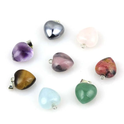 KFT Natural Rose Crystal Quartz Stone Heart Love Pendant Healing Amethyst Aquamarine Chakra Reiki Necklace Mother's Day Gifts