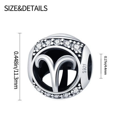 Hot Sale 925 Sterling Silver 12 Constellation Beads Charm Fit Original Pand 3mm Bracelet For Women Jewelry Birthday Fashion Gift