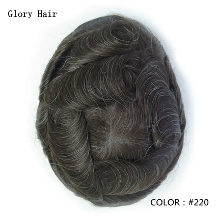 0.12-0.14mm Injected Thin Skin 130%Density Man Hair Prosthesis Human Hair Male Toupee Wig Adult Capillary Prosthesis Hair System