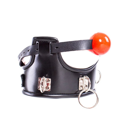 SM Leather Collar With Silicone Open Mouth Ball Gag Slave Neck Restraint Oral Fixation Bdsm Bondage Muzzle Gag Sex Toy For Women