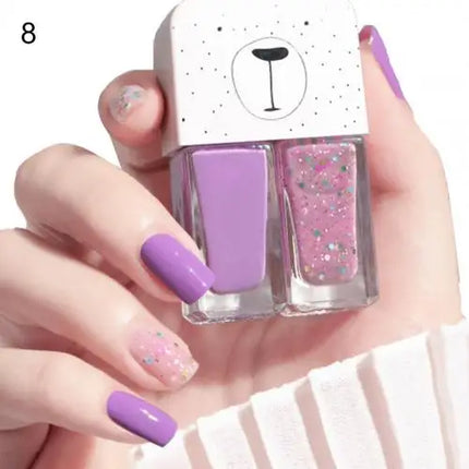 Manicure Water-based Bright Scrub Can Tear Gemini Nail Polish Two Bottles Set Twin Nail Polish Combination Glitter Nal Art Tools