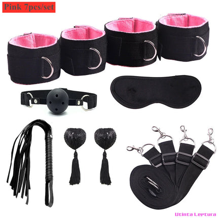 Sex Tools for BDSM Bondage Restraint Adult S&M Fetish Games Set Vibrator Handcuffs Ankle Bed Toys Kits for Couples