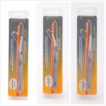 100% VETUS Original Stainless Steel Anti-static Eyelash Tweezers Super Fine Tip High Precision Tweezers Makeup Tool