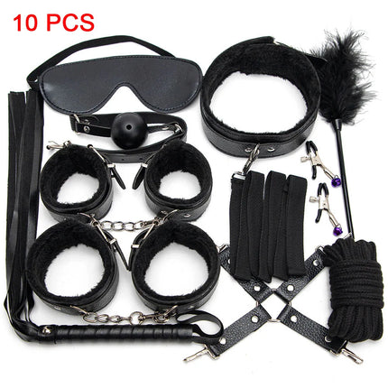 Handcuffs Collar Whip Gag Nipple Clamps BDSM Bondage Rope Erotic Adult Sex Toys For Woman Couples Anal Butt Plug Tail