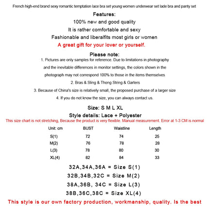 Lace Women Lingerie Set 4 Pcs Sling Open Bra Sexy Wiht Garter Panties Push Up Bra Set Erotic Transparent Underwear Net Stockings
