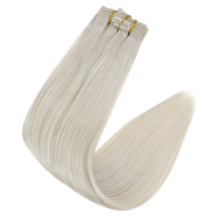 Full Shine PU Clip Hair Extensions Remy Human Hair 100g Seamless Invisible Clip In Extensions Human Hair Balayage Color Blonde