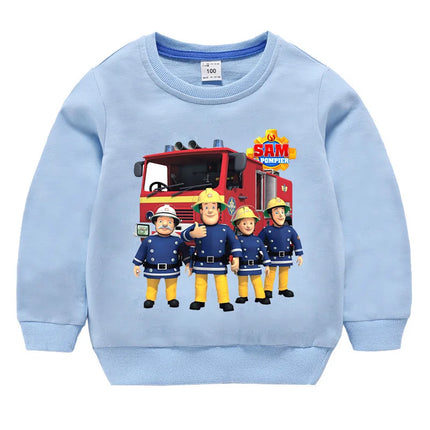 Children's Fireman Sam sweater spring and autumn new 100% cotton children's clothes boy casual cartoon long-sleeved sweater boy