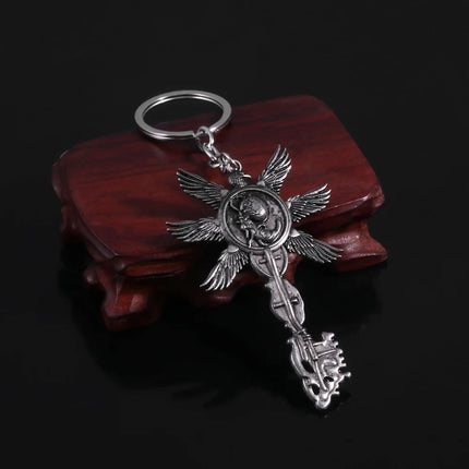 Game Residents Evils 8 Village Keychain Vintage Six-Winged Unborn Key Pendant Keyring For Men Women Bag Car Key Holder Jewelry