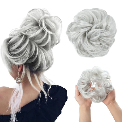Synthetic Hair Bun Extensions Messy Curly Elastic Hair Scrunchies Hairpieces Synthetic Chignon Donut Updo Hair Pieces for Women