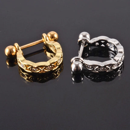 1pc Ear Tragus Cartilage Ring Stainless Steel Barbell With Cz Hoop Cartilage Cuff Piercing Helix Daith Rook Lobe Earrings