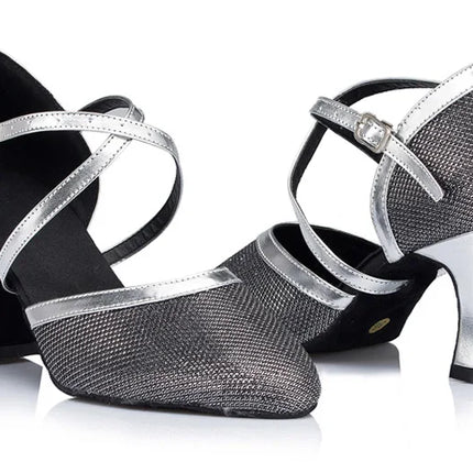 New Latin Shoes Tango Salsa Ballroom Party Women's High Heels Champagne Black Silver Wedding Women's Shoes Summer Sandals