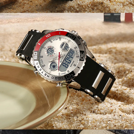 STRYVE 8023 Men's Watch Electronic Quartz Dual Movement Rubber Strap Date Week Luminous 50M Water Resistant Fashion Sports Watch