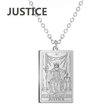 Dawapara Tarot Cards Necklace Women Stainless Steel Necklace Wealth Amulet Classic Tarot Major Arcana Divination Charm Jewelry