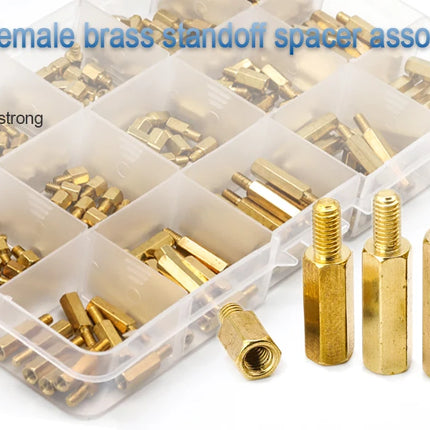 300pcs/set M3 Male Female Hex Brass Standoff Spacer Assortment Kit hexagon gold pcb standoff Pillar motherboard standoff