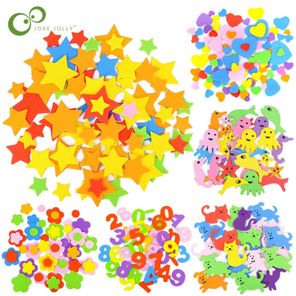 Geometric Figure Foam Sticker Star Heart Animals Foam Stickers Kid Toy Early Educational learning kindergarten Craft Diy Toy GYH
