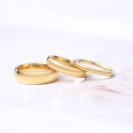 TIGRADE 2mm 4mm 6mm Titanium Ring Men Women 14K Gold Plated Dome High Polished Wedding Band Unisex Comfort Fit Size 3-13.5