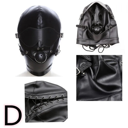 PU Leather Fetish Hood Headgear Sex Toys for Women BDSM Bondage Sex Mask Bdsm Toys Adult Games Sex Products for Adults